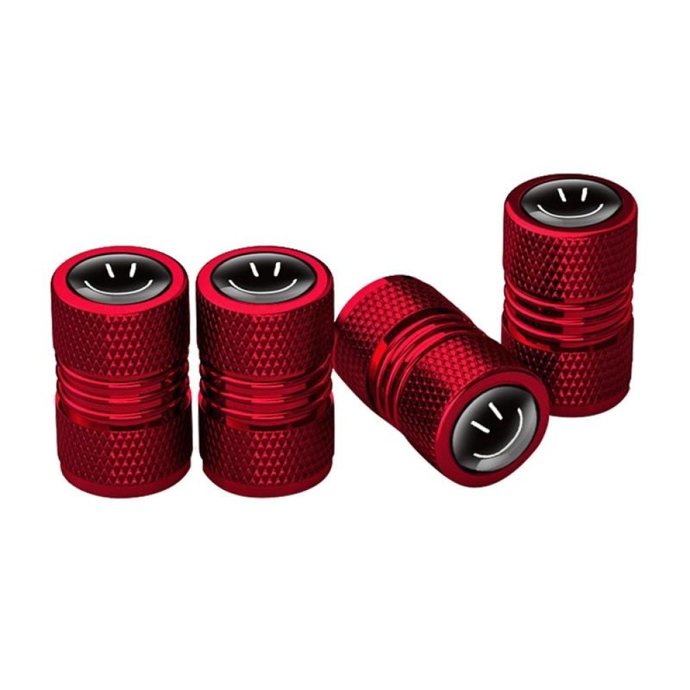 4pcs /Set Smile Metal Tire Valve Caps Automobile Modification Universal Valve Core Cover(Red)