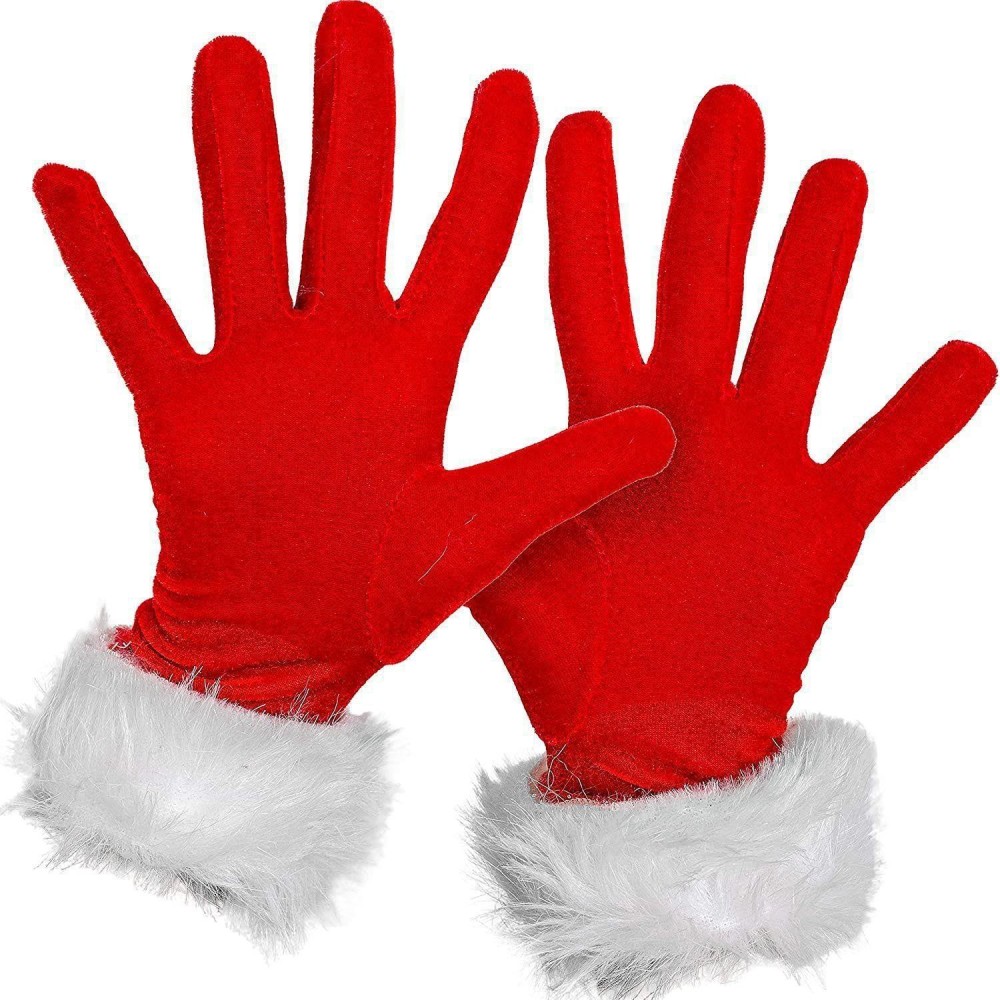 Christmas Day Gala Performance Gloves Short Blind Velvet Wool Warm Gloves(Red)