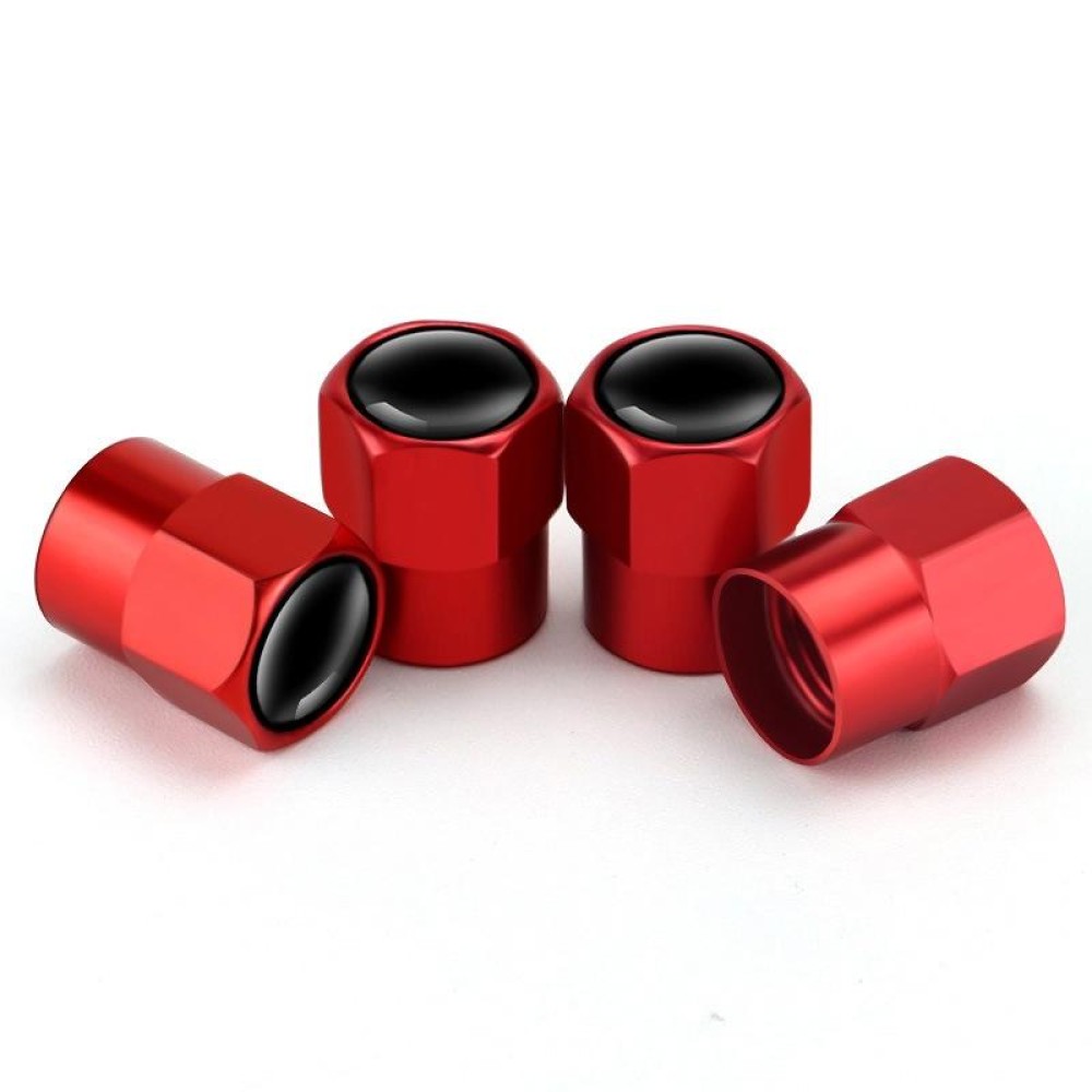 4pcs /Set Hexagonal Metal Tire Valve Caps Automobile Universal Modified Valve Covers(Red)