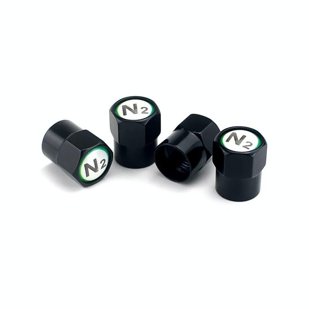 4pcs /Set N2 Metal Tire Valve Caps Automobile Universal Modified Valve Covers, Size: White Background(Black)