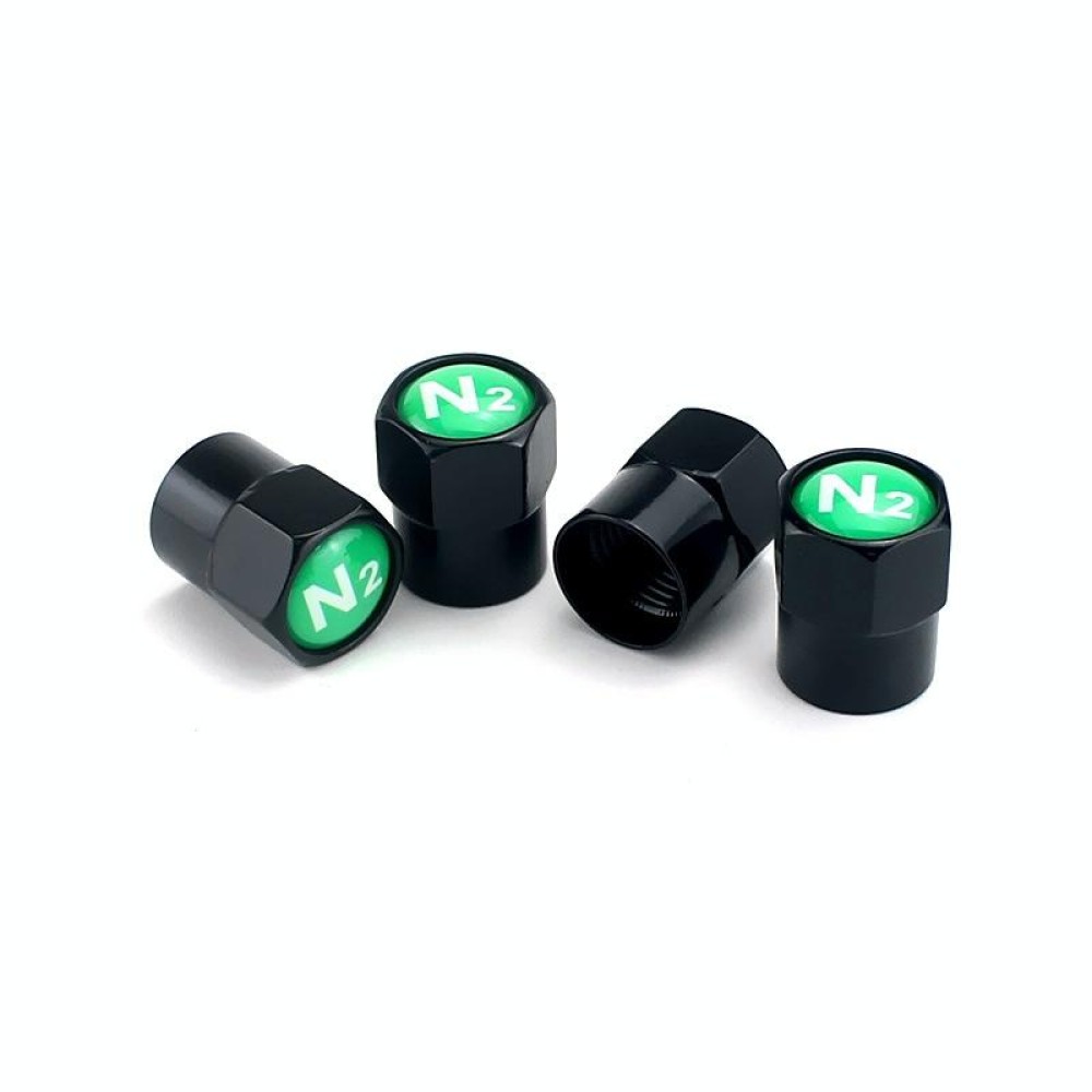 4pcs /Set N2 Metal Tire Valve Caps Automobile Universal Modified Valve Covers, Size: Green Background(Black)