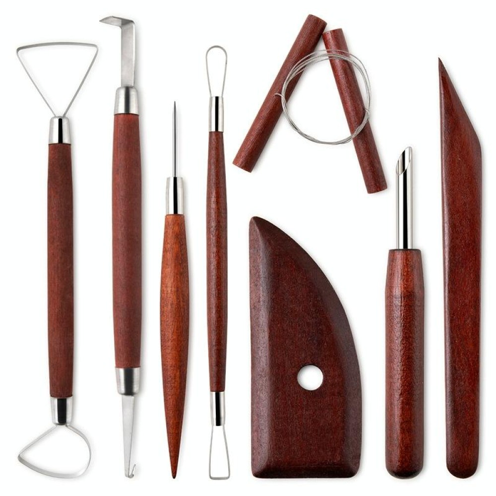 8-in-1 Wooden Handle Pottery Clay Tool set Ceramic Trimming Carving Knife(SF008)