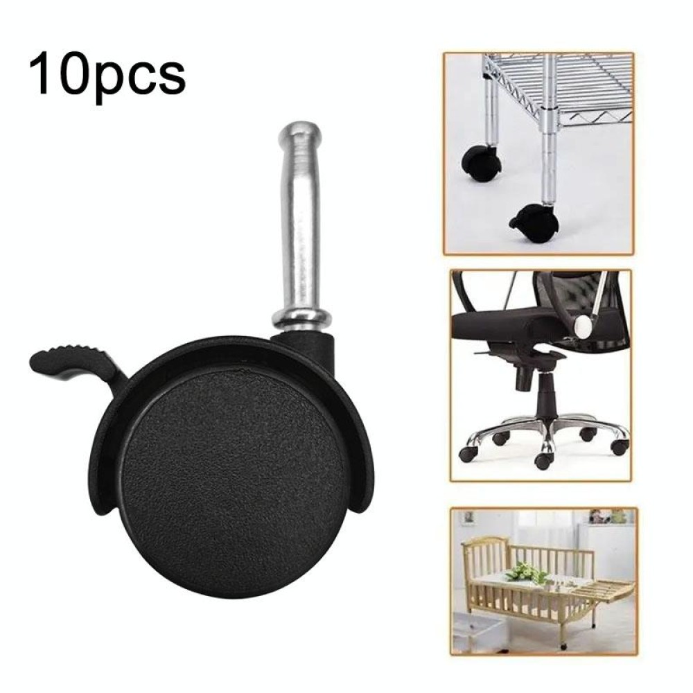 10pcs Swivel Furniture Casters Office Chair Baby Crib Sofa Wheel, Spec: 1 Inch With Brake