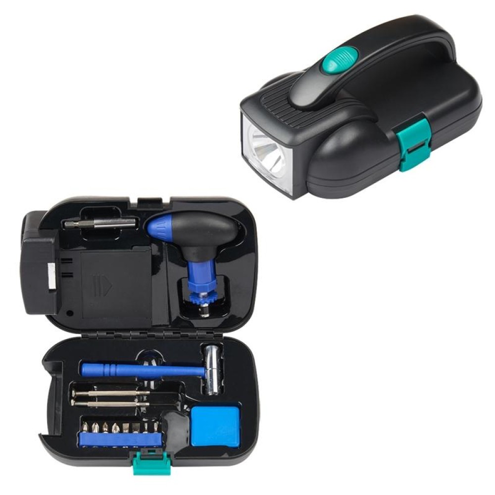14 In 1 Flashlight Tool Kit Lighting Hardware Utility Set(Black Blue)