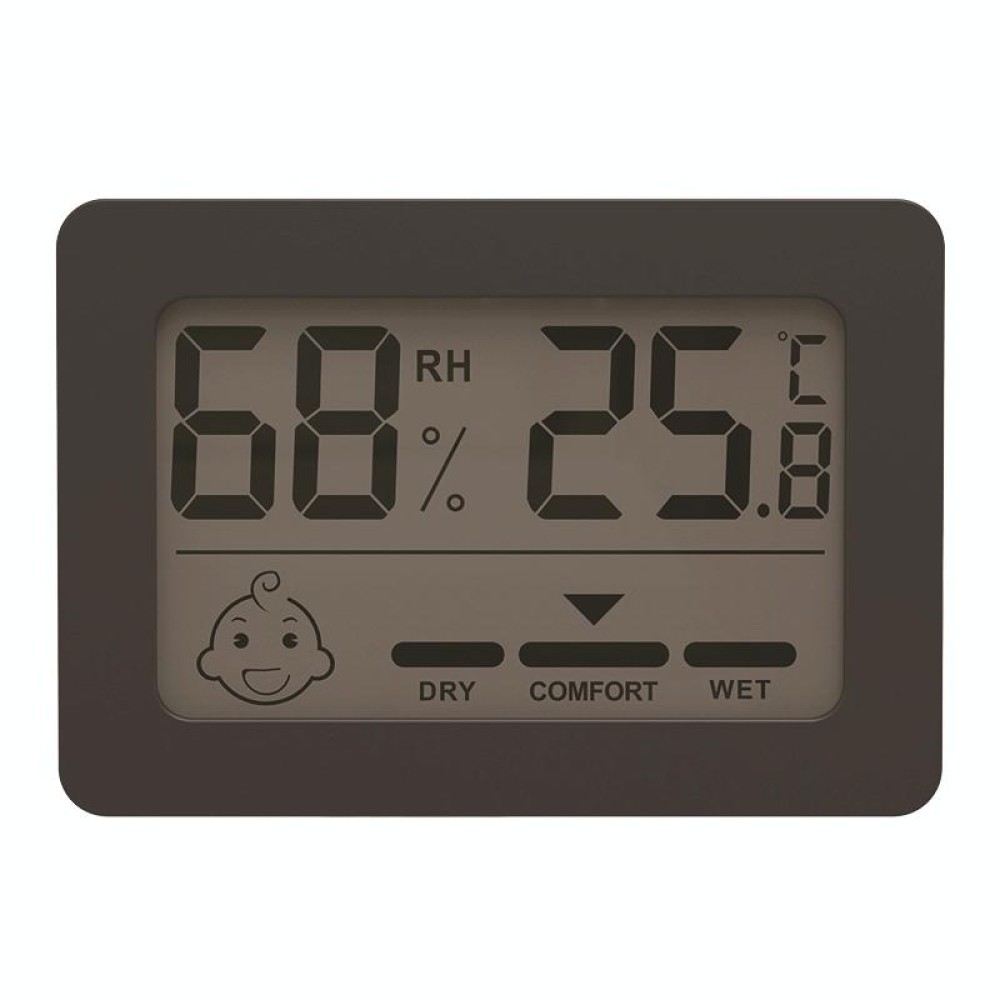 Household Indoor Mini Smiley Electronic Temperature And Humidity Meter With Stand(Black)