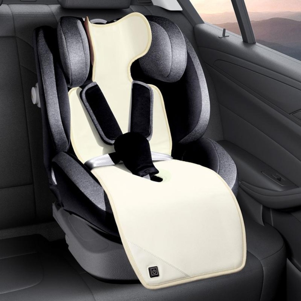Car USB Heated Seat Cushion Winter Plush Child Seat Pad, Size: 90x32cm(Beige)