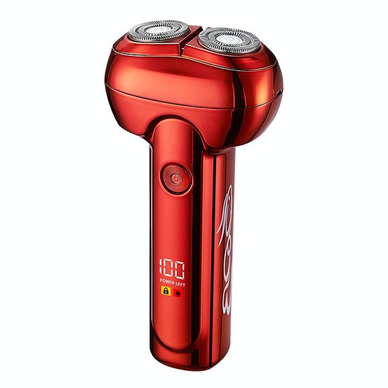 Men Electrical Shaver Portable Mini LED Digital Display Smart Shaving Razor(Coral Red)