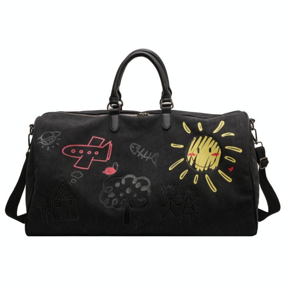 Graffiti Personal Travel Bags Outdoor Casual Large Capacity Handheld Crossbody Bag(Black)