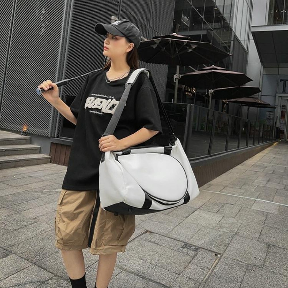 Large-Capacity Travel Single-Shoulder Crossbody Fitness Bag With Badminton Racket Bag(White)