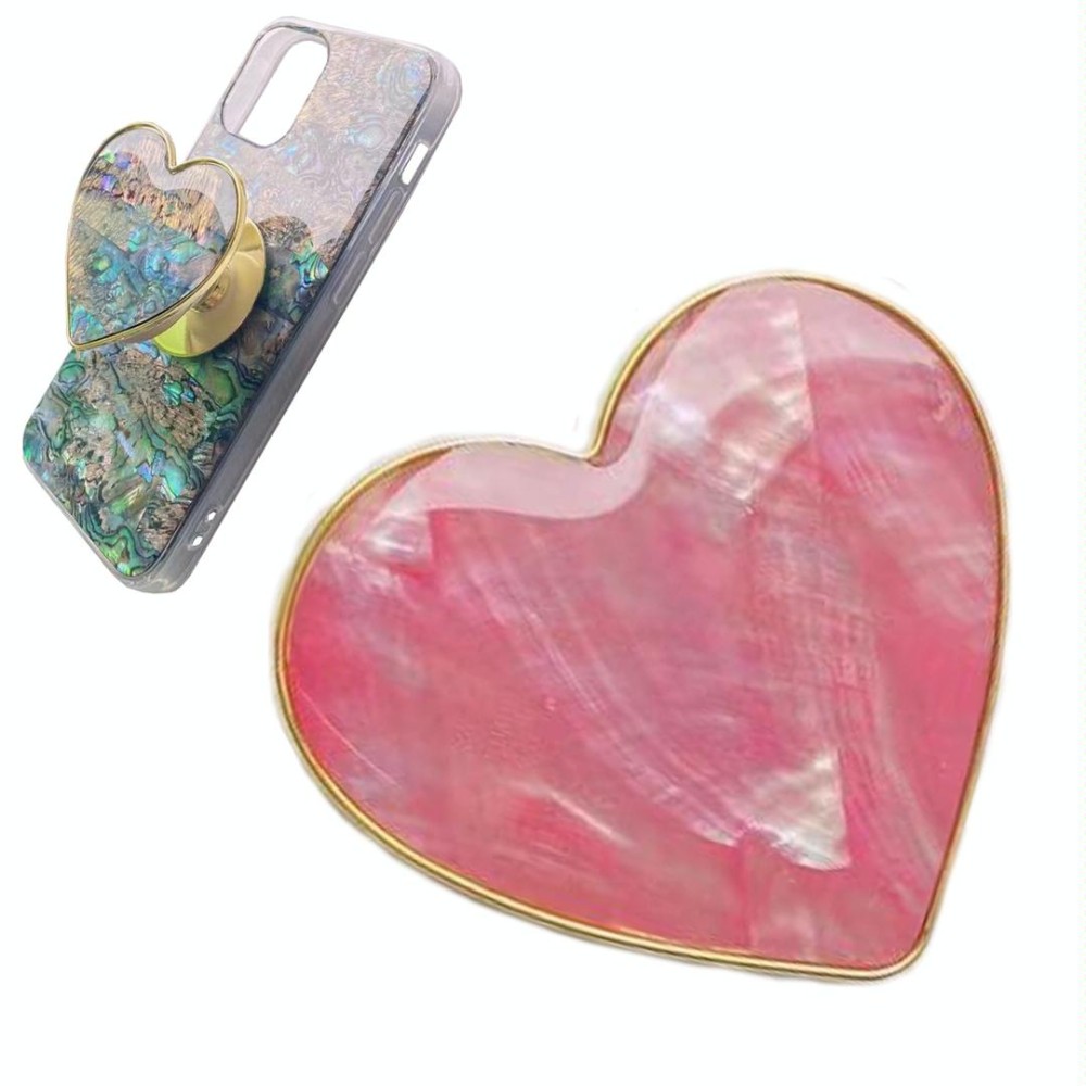 Heart-shape Colorful Shell Pattern Electroplated Airbag Phone Holder, Style: Red Scallop
