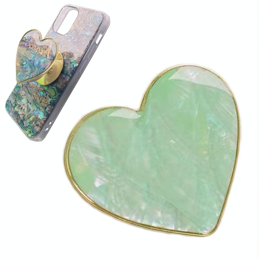 Heart-shape Colorful Shell Pattern Electroplated Airbag Phone Holder, Style: Light Green Scallop