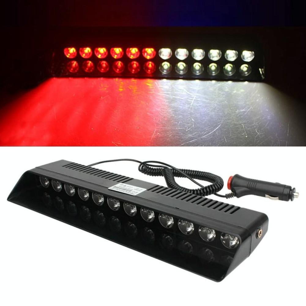 12 LED Car Front Suction Cup High Brightness Strobe Light(Red White)