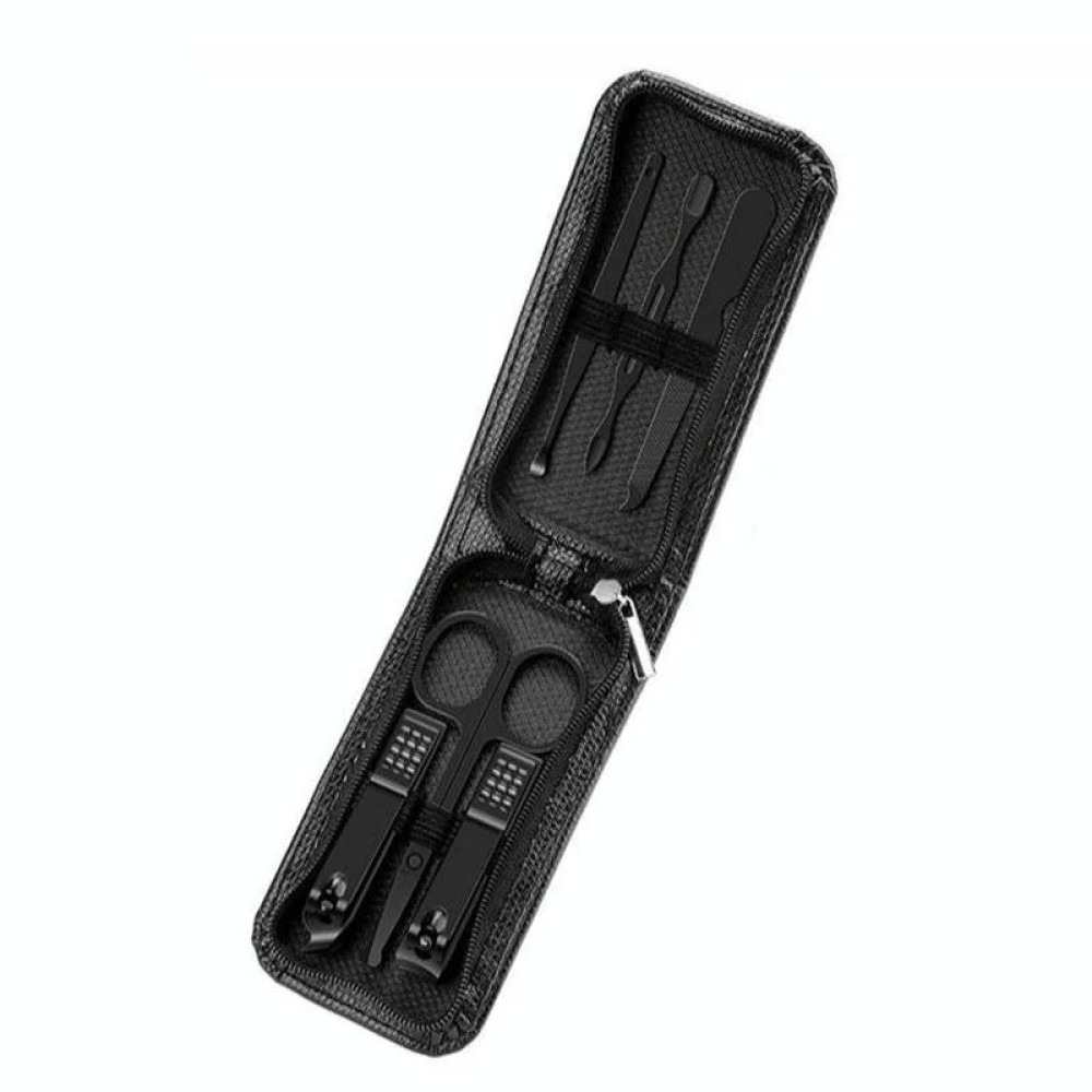 6pcs /Set Portable Nail Clipper Kit Household Nail Clipper Pedicure Tools, Color: Black