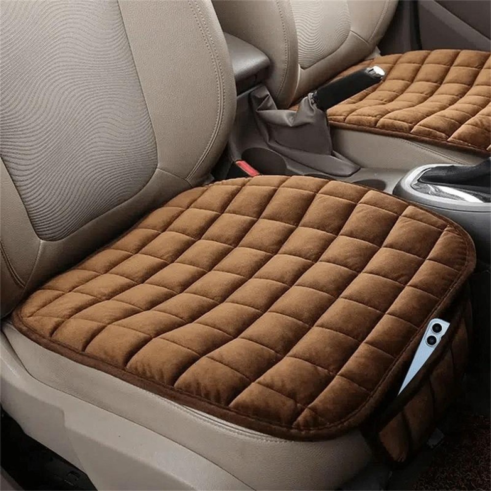 Car Winter Backless Plush Non-slip Non-binding Seat Cushion, Color: Front Row Coffee