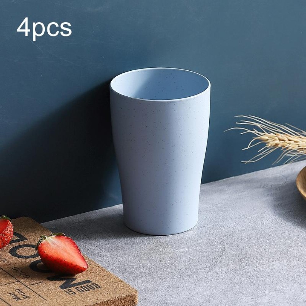 4pcs Wheat Straw Cup Household Plastic Anti-Fall Couple Portable Travel Brushing Cup(Light Blue)