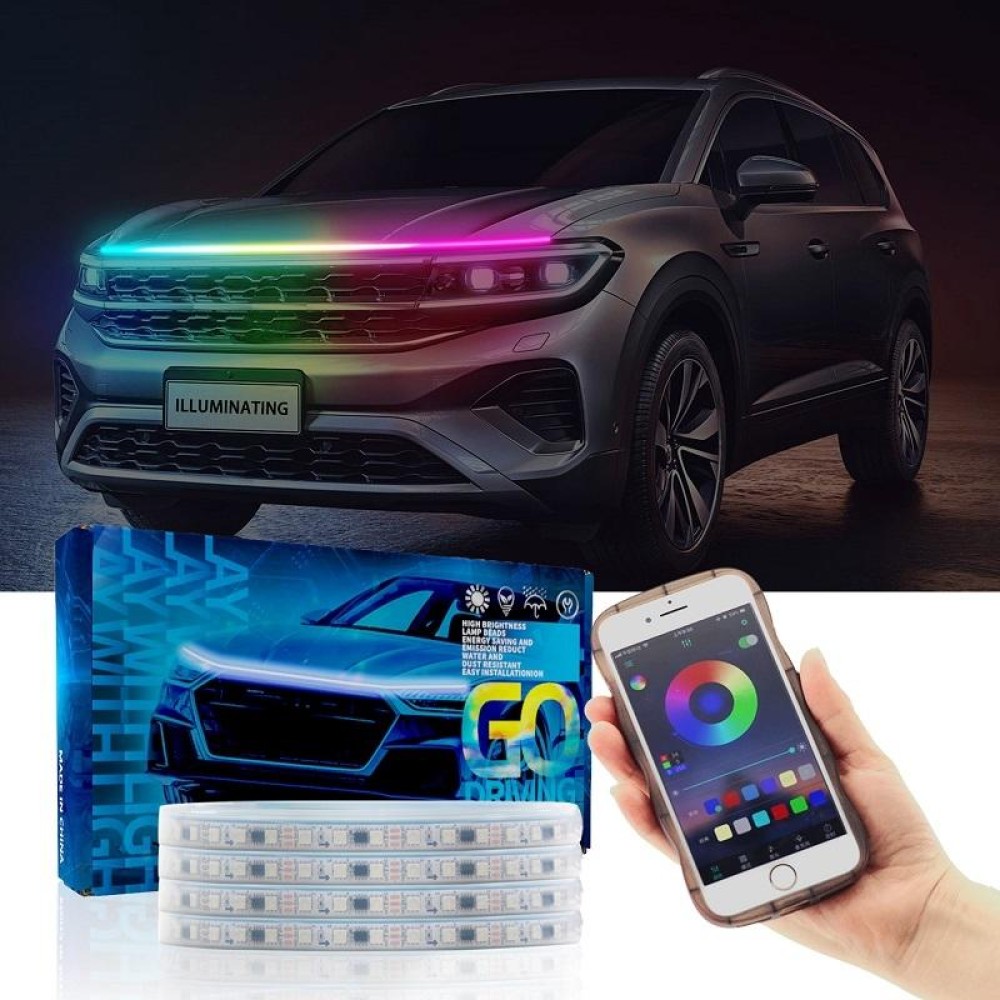 Car LED Streamer Phantom Running Lights Voice-Controlled Rhythmic Atmosphere Light With Turn Signals, Length: G15 1.5m APP