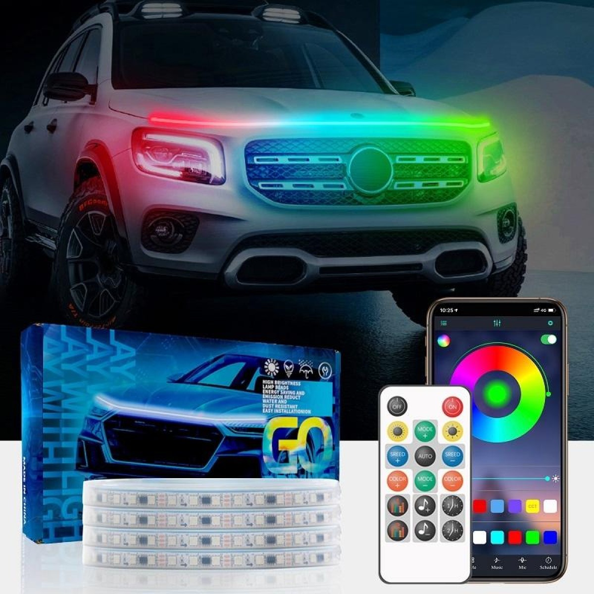 Car LED Streamer Phantom Running Lights Voice-Controlled Rhythmic Atmosphere Light With Turn Signals, Length: G18F 1.8m APP+RF