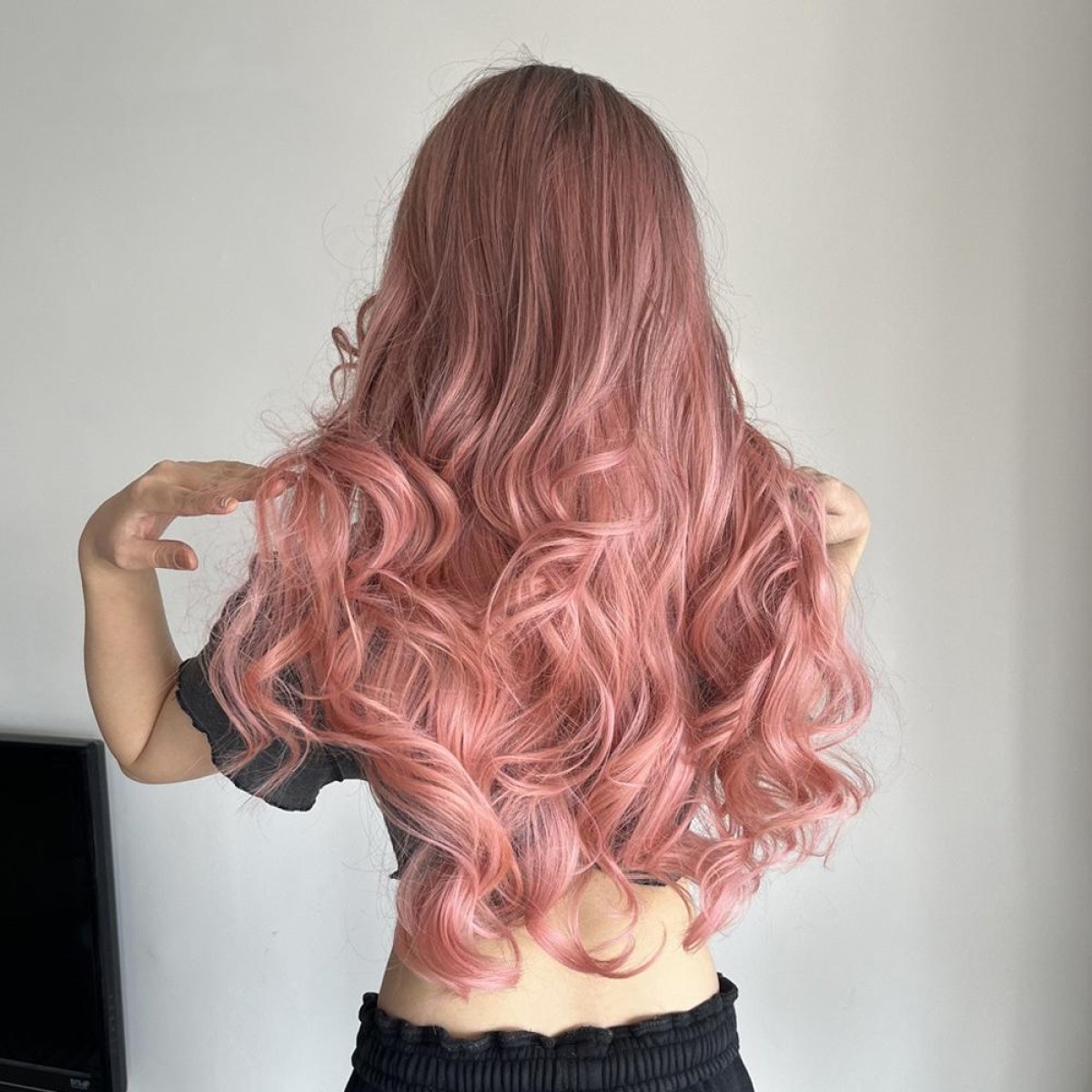 Gradient Pink Long Curly Chemical Fiber Wig Headgear(LC6018)