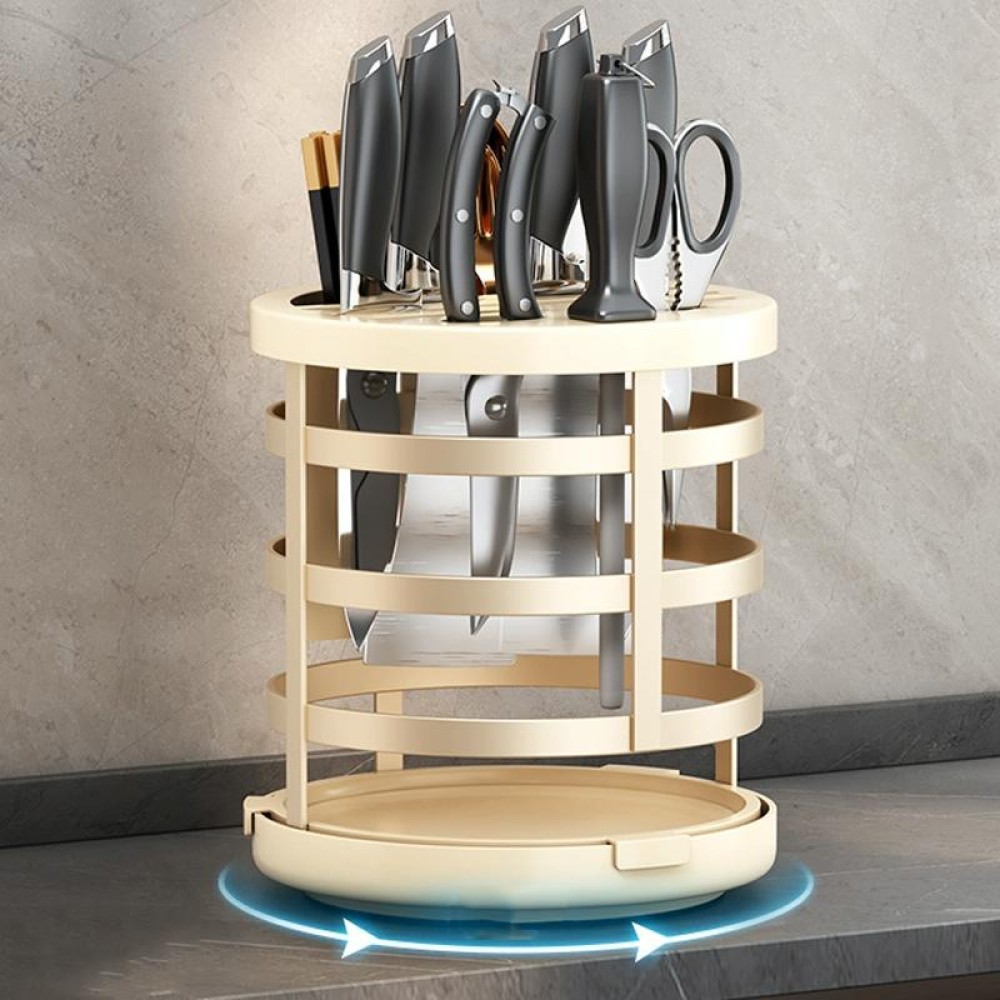 Home Thicken Knife Organizer Chopstick Cylinder Kitchen Drainage Countertop Shelf, Specification: Rotary (Creamy)