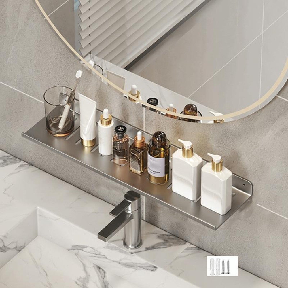 Faucet Rack Home Bathroom Vanity Shelf No Hole Storage Shelf, Length: 50cm (Gray)