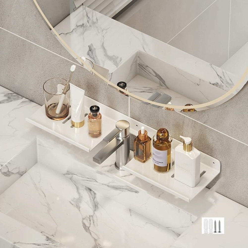 Faucet Rack Home Bathroom Vanity Shelf No Hole Storage Shelf, Length: 50cm U-shaped (White)