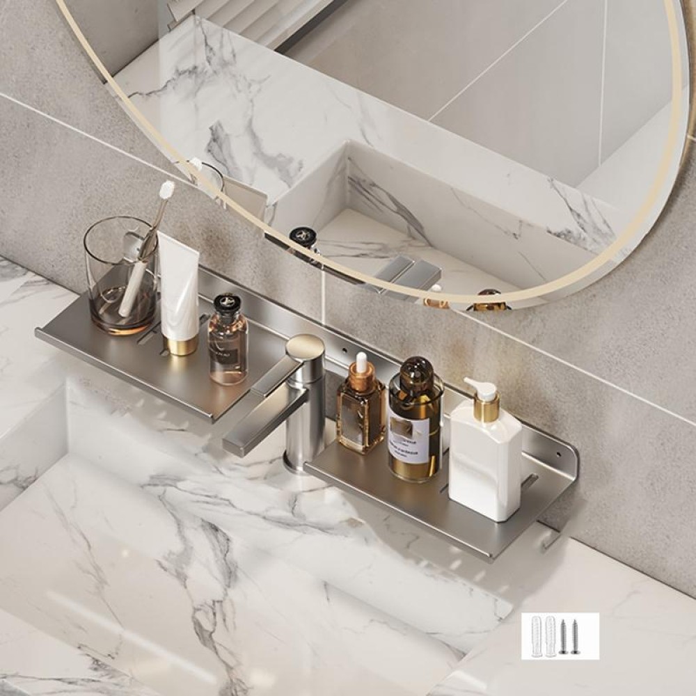 Faucet Rack Home Bathroom Vanity Shelf No Hole Storage Shelf, Length: 50cm U-shaped (Gray)