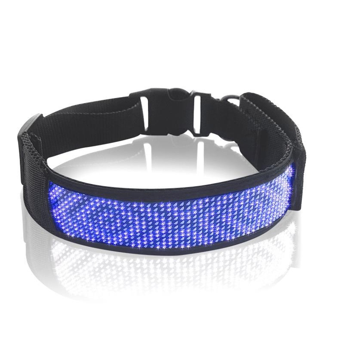 LED Display Pet Collar Rechargeable High Visibility DIY Single Color Collar(Blue)