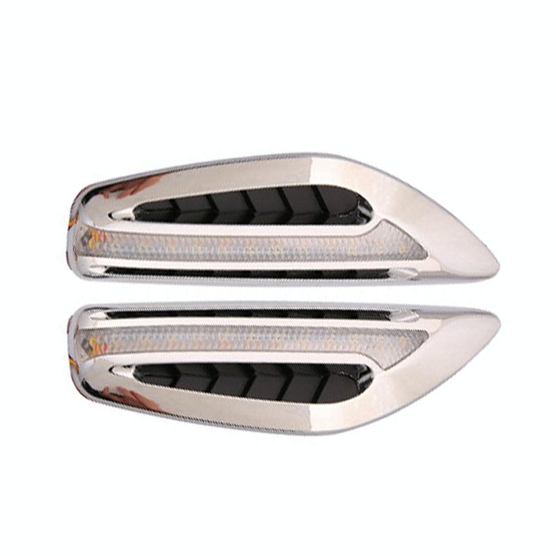 2pcs Car Fender Blade Dynamic Side Marker Lights 12V LED High Bright Daytime Running Lights(White)