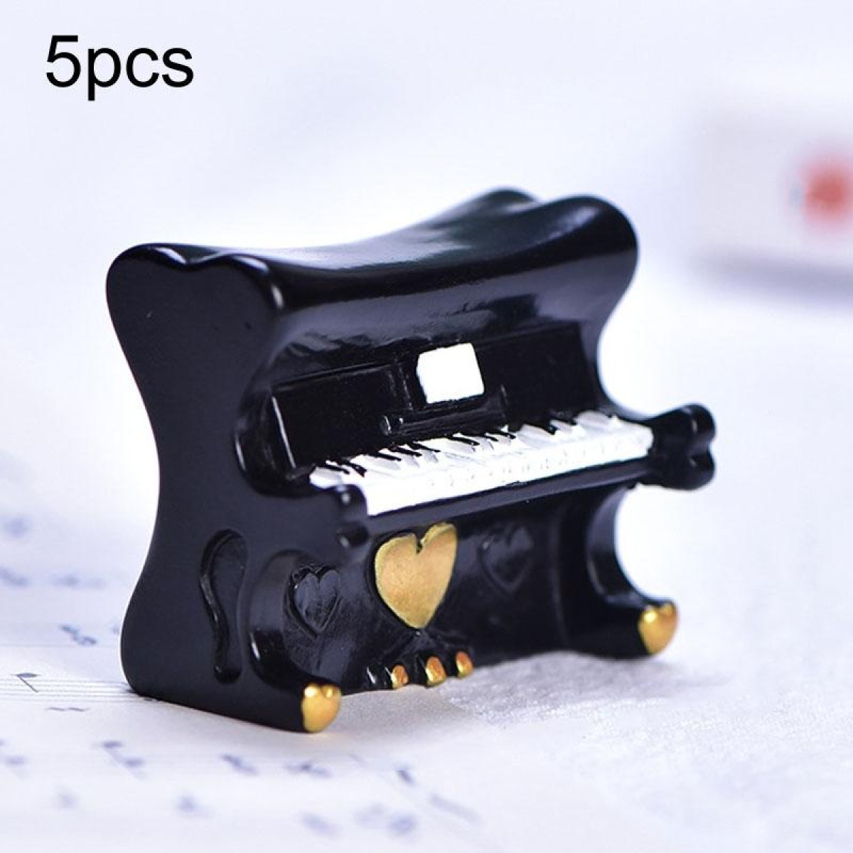 5pcs Micro Landscape Simulation Musical Instrument Resin Ornament Miniature Desktop Decoration, Style: No.12 Black Piano