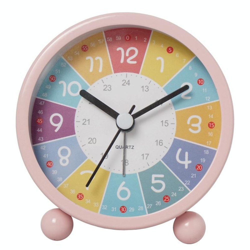 Children Educational Alarm Clock Desktop Mute Small Clock With Night Light, Style: Pink