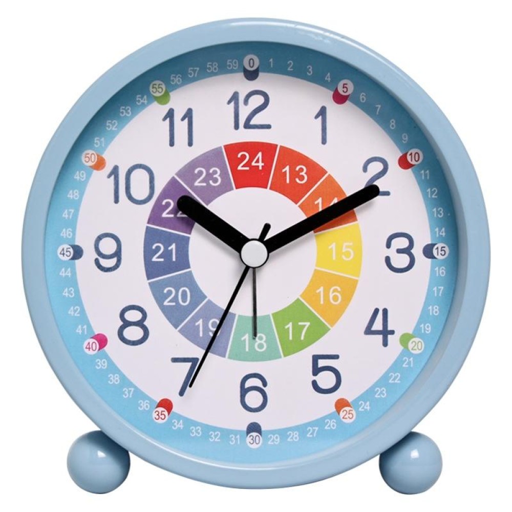 Children Educational Alarm Clock Desktop Mute Small Clock With Night Light, Style: Blue B