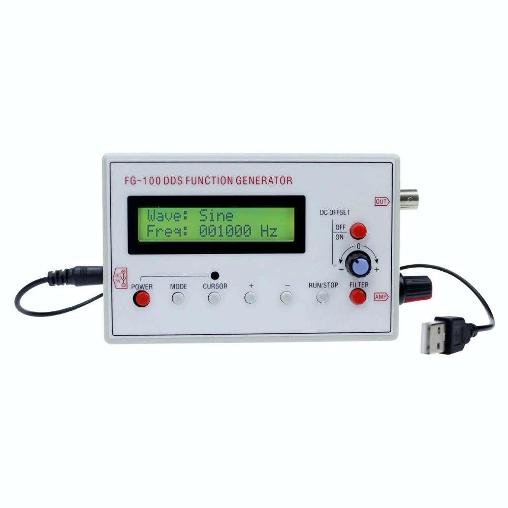 FG-100  1Hz-500kHz DDS Function Signal Generator Frequency Counter(White)