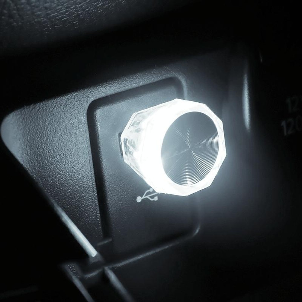 Car Diamond Model USB Ambient Light Charge-Free Plug And Play LED Decorative Lights(White Light)