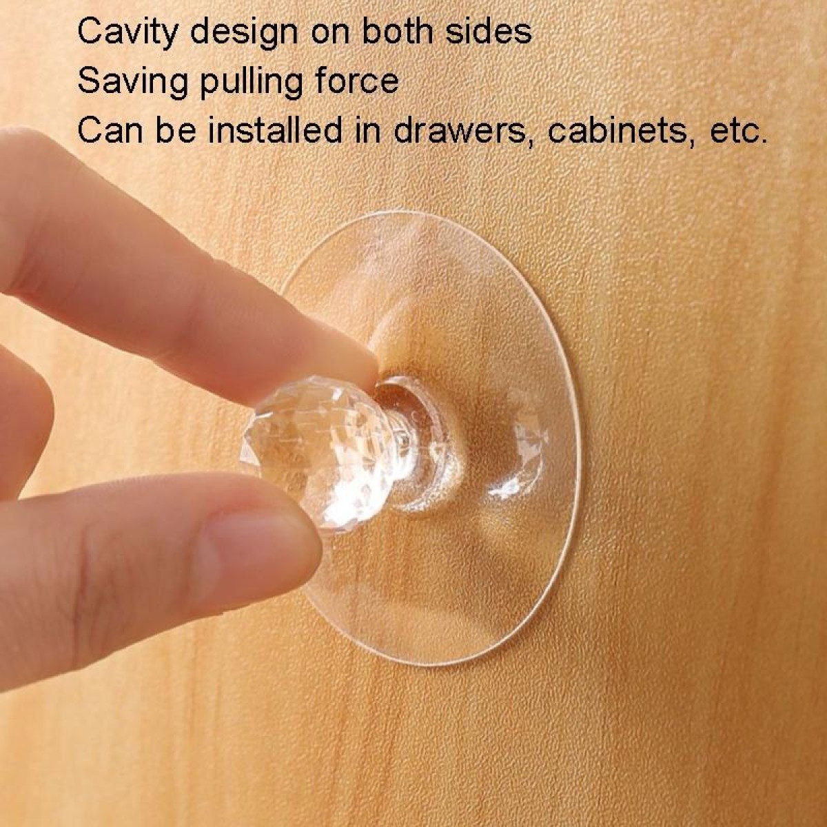 2pcs /Pack Invisible Cabinet Drawer Suction Cup Sticky Handle Acrylic Self-Adhesive Closet Glass Handle
