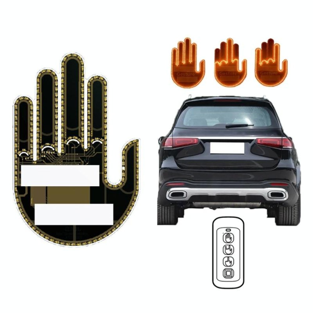 Vehicle-Mounted Multifunctional Warning Anti-Rear Collision Gesture Light(Womens Black)