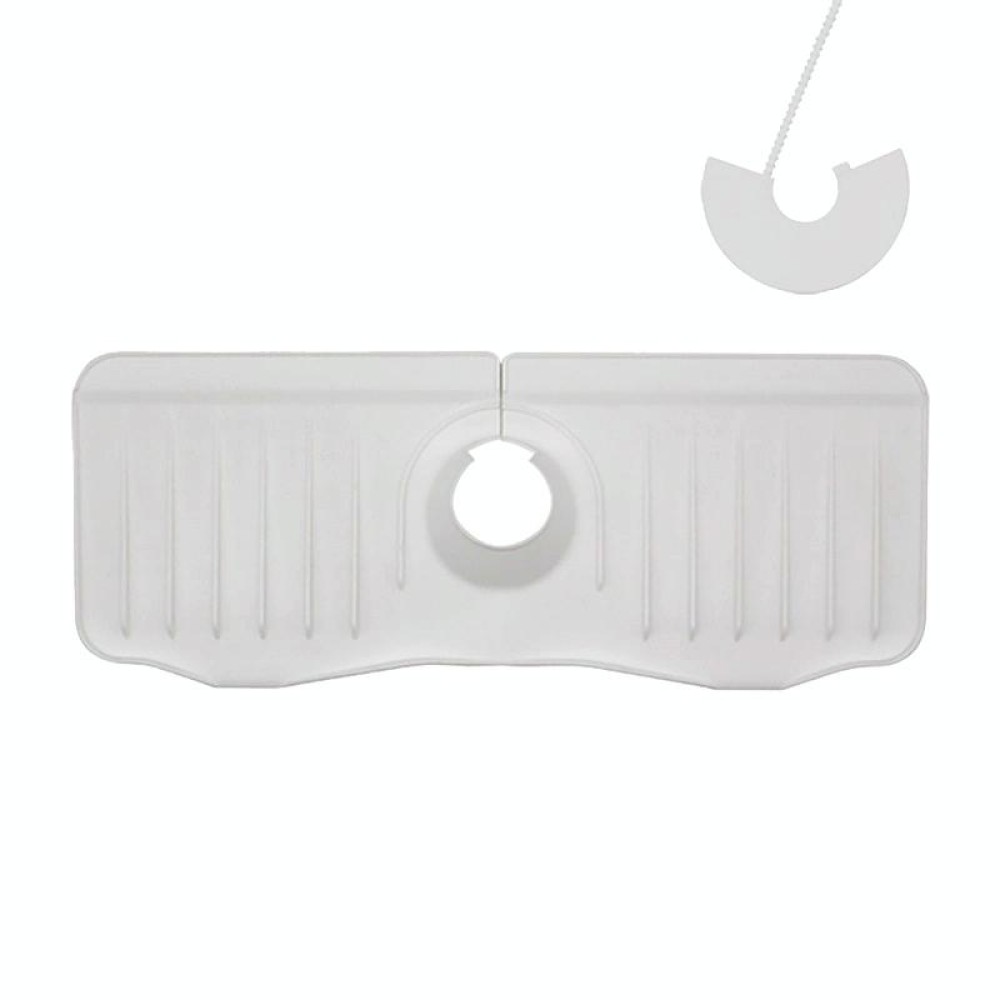 Bathroom Kitchen Silicone Faucet Anti-Splash Drain Mat, Color: White+Waterproof Edge(37x14.7x2cm)