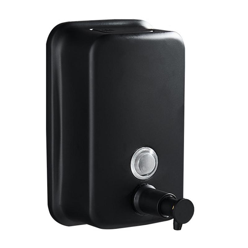 304 Stainless Steel Bathroom Soap Dispenser Simple Hotel Home Wall Mounted Manual Shower Fluid Bottle, Capacity: 800ml Black
