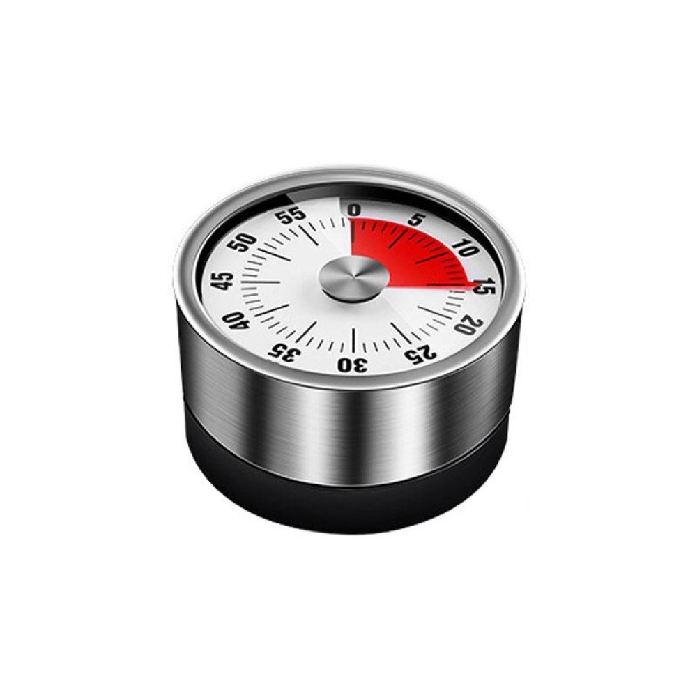 Kitchen Stainless Steel Mechanical Timer Student Time Management Reminder Baking Alarm Clock(White)