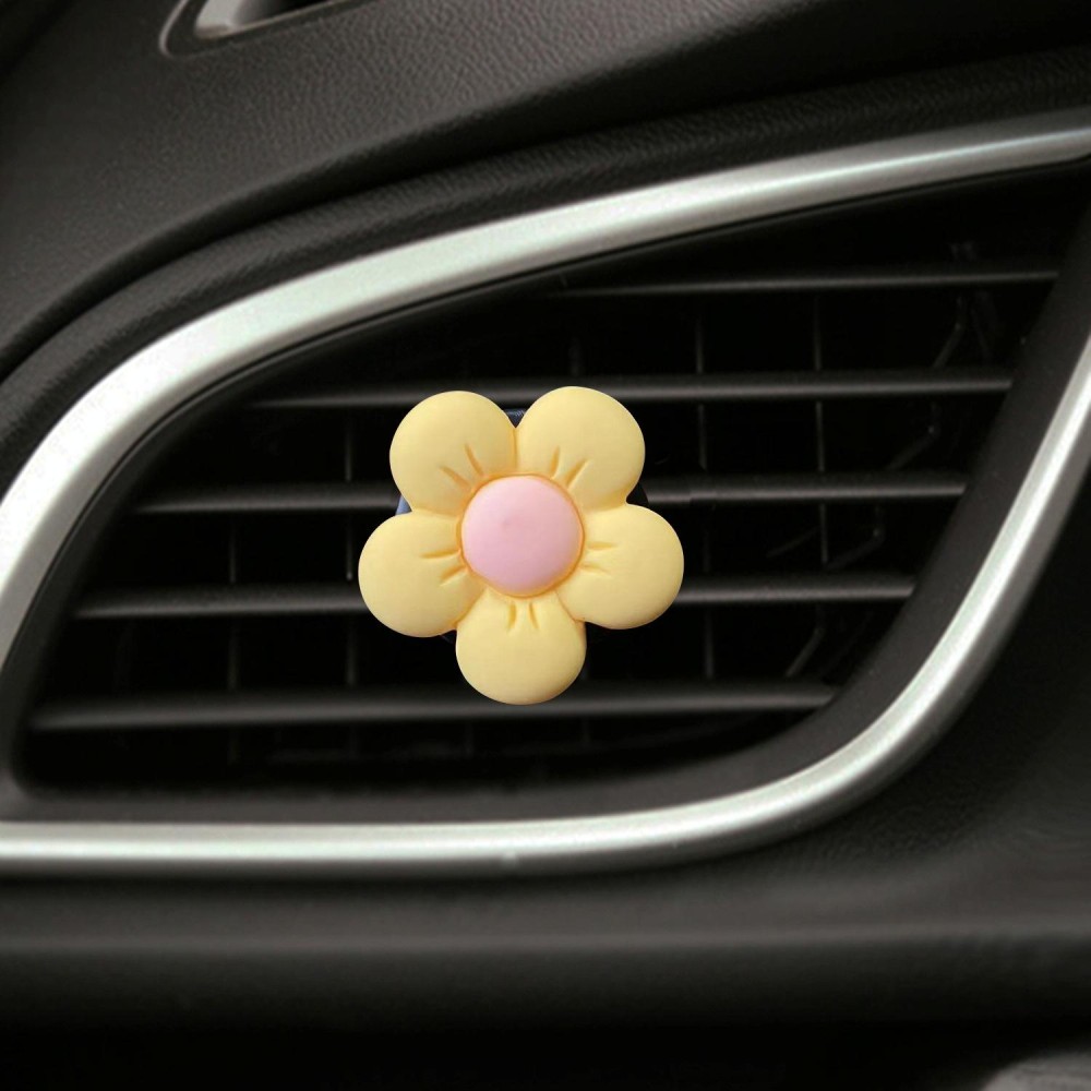 Candy-colored Ffive-petal Flower Car Air Vent Aromatherapy Decorative Clip, Color: Yellow
