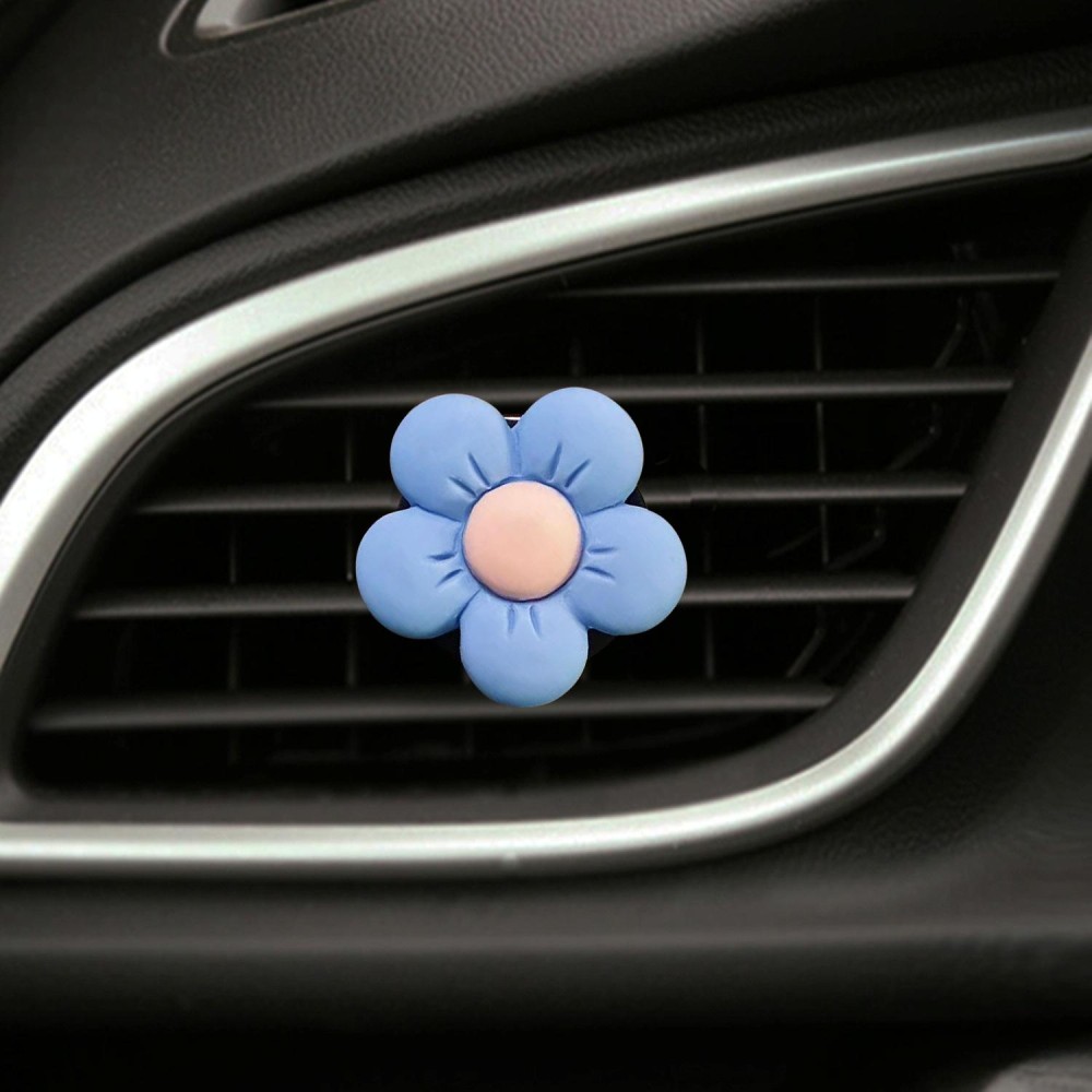 Candy-colored Ffive-petal Flower Car Air Vent Aromatherapy Decorative Clip, Color: Blue
