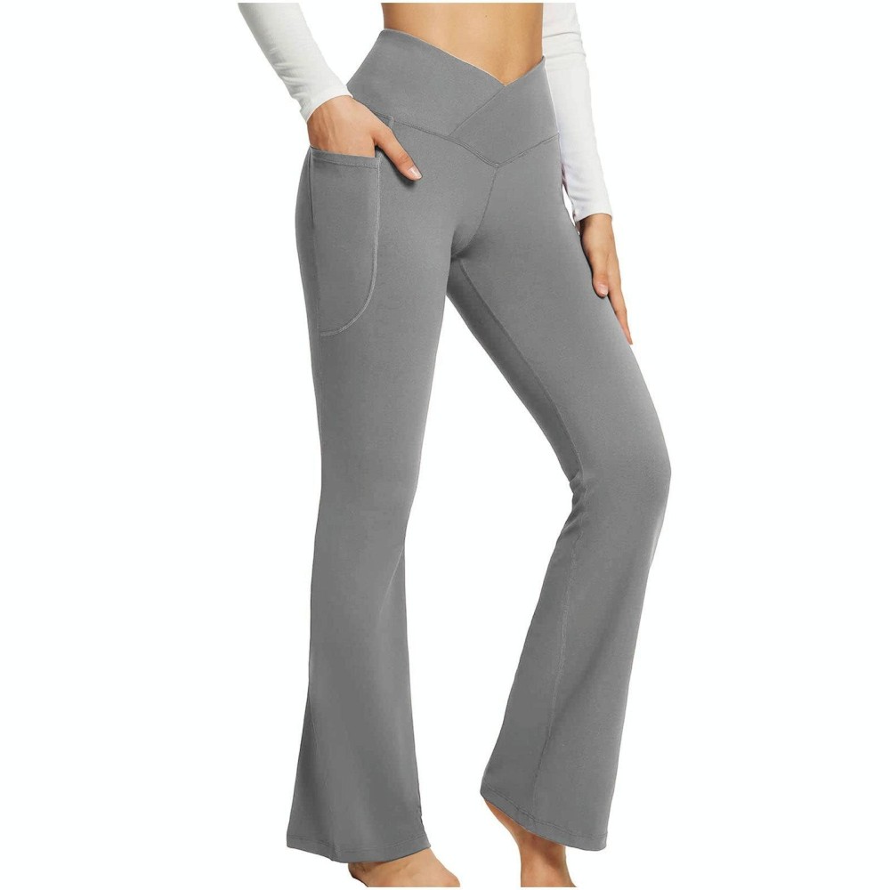Women Sports Pant Solid Color High Waist Yoga Slimming Casual Loose Wide-leg Pants, Size: S(Grey)