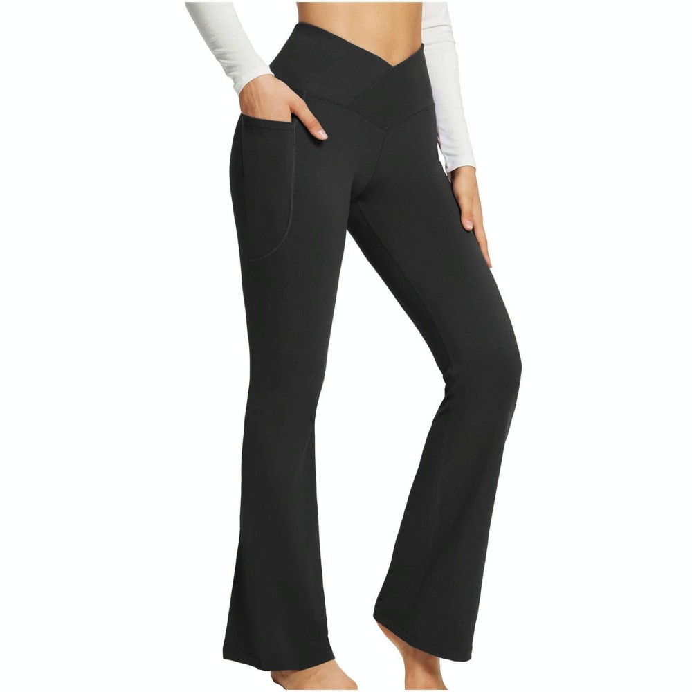 Women Sports Pant Solid Color High Waist Yoga Slimming Casual Loose Wide-leg Pants, Size: L(Black)