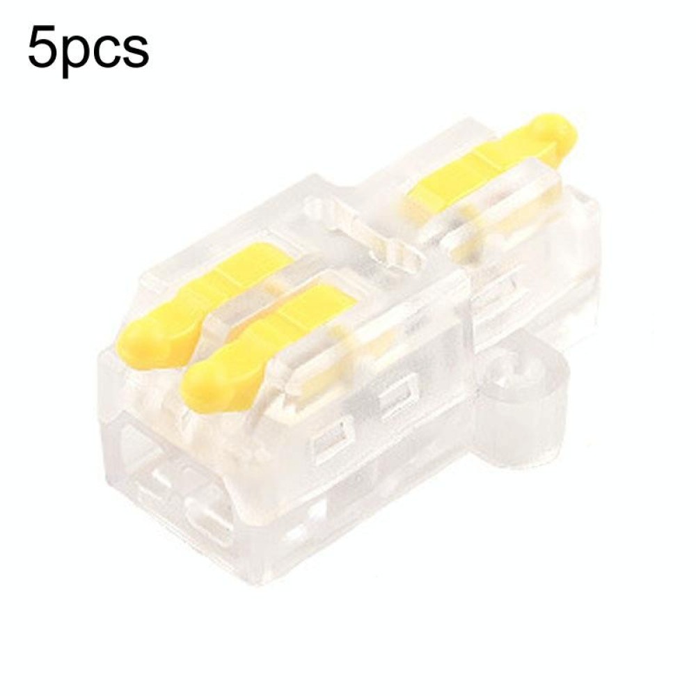 5pcs D1-2T Push Type Mini Wire Connection Splitter Quick Connect Terminal Block(Yellow)