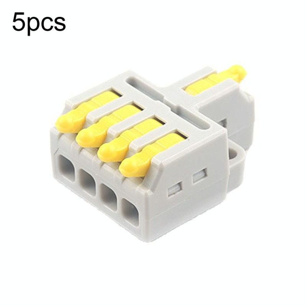 5pcs D1-4 Push Type Mini Wire Connection Splitter Quick Connect Terminal Block(Yellow)