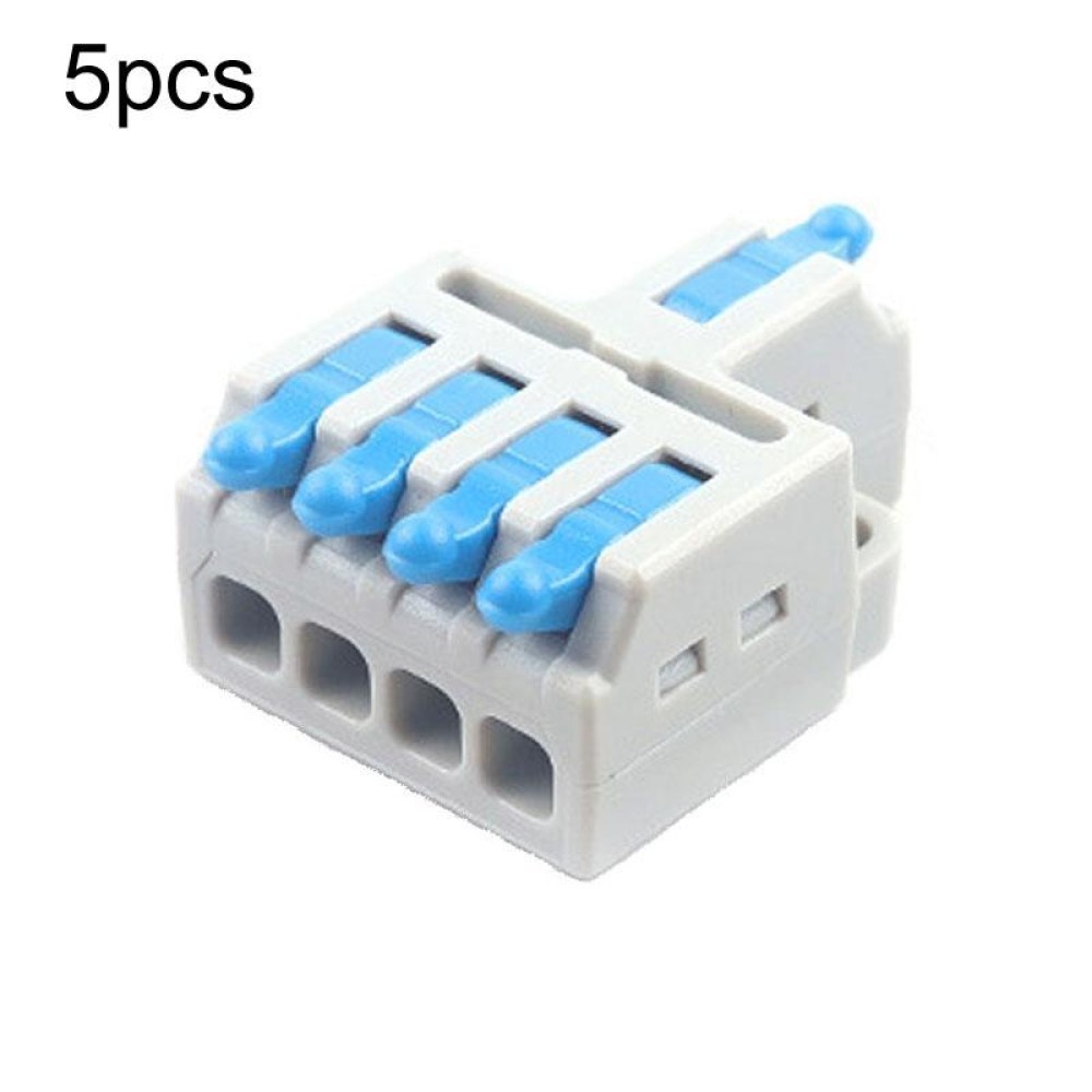 5pcs D1-4 Push Type Mini Wire Connection Splitter Quick Connect Terminal Block(Blue)