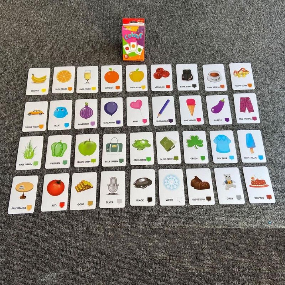 36pcs /Box Children Enlightenment Early Learning English Word Cards, Style: C3 Color