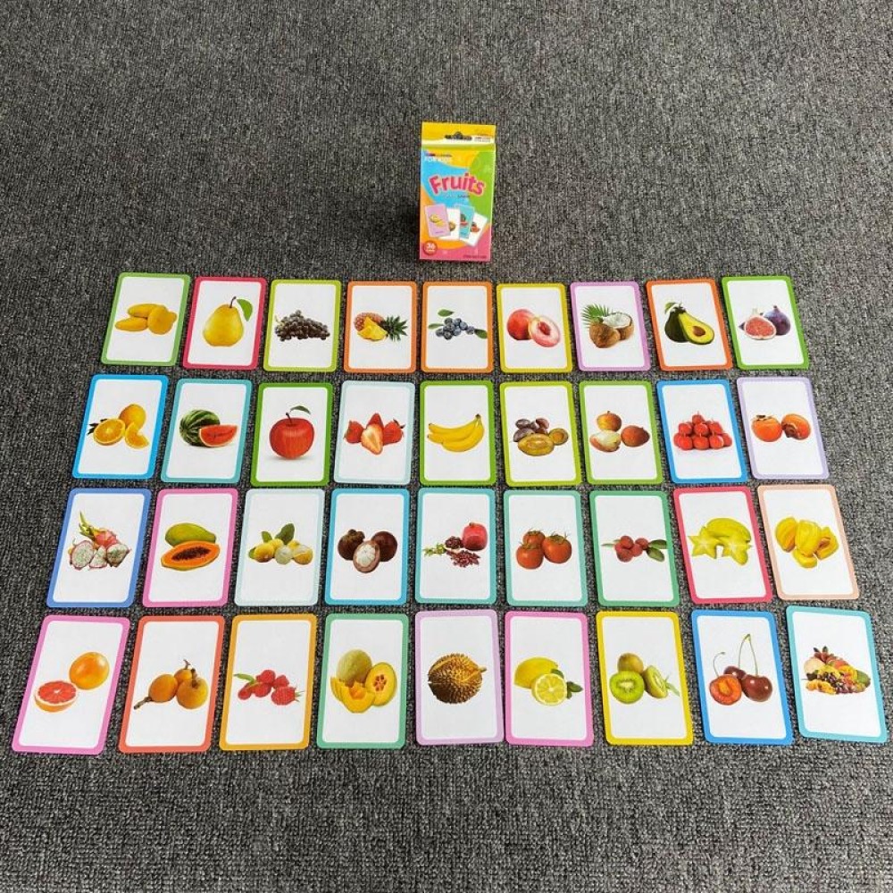 36pcs /Box Children Enlightenment Early Learning English Word Cards, Style: C5 Fruit