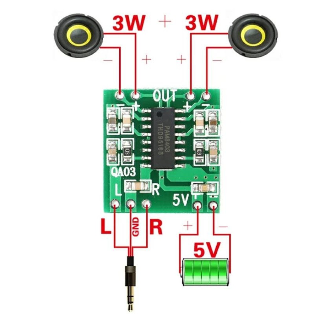 10pcs PAM8403 Mini 5V Digital Amplifier Board USB Power Supply Good Sound Effect, Specification: Module