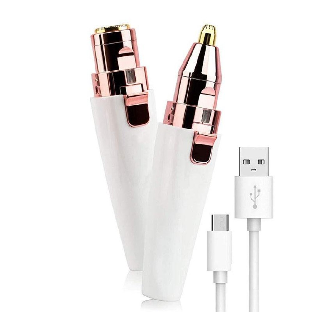 2 In 1 Electrical Eyebrow Trimmer Ladies Shaver Eyebrow Shapers, Model: USB Charging White