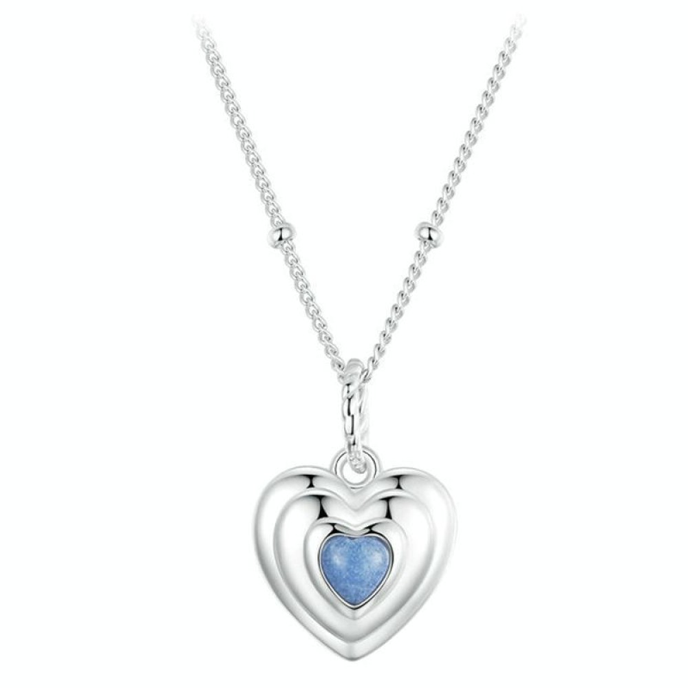 S925 Sterling Silver Platinum Plated Luminous Love Heart Necklace(BSN375)